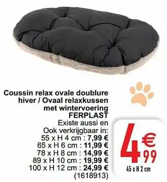 Cora Coussin relax ovale doublure hiver - ovaal relaxkussen met wintervoering ferplast aanbieding