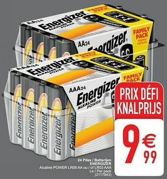 Cora 24 piles - batterijen energizer alcaline power lr06 aa ou - of lr03 aaa aanbieding