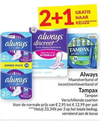 Intermarché Always/ Tampax per pak aanbieding
