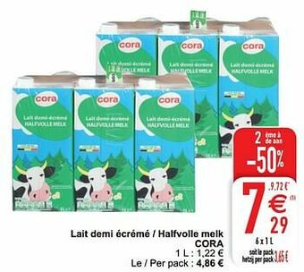 Cora Lait demi écrémé - halfvolle melk cora aanbieding