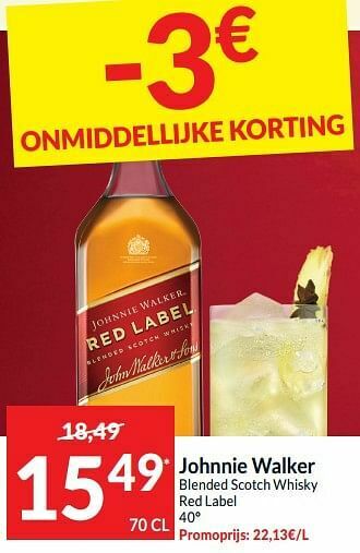 Intermarché Johnnie walker blended scotch whisky red label aanbieding