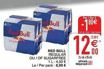 Cora Red bull regular ou - of sugarfree aanbieding