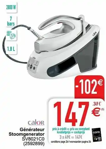 Cora Calor générateur stoomgenerator sv8021c0 aanbieding