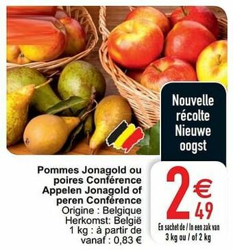 Pommes jonagold ou poires conférence appelen jonagold of peren conférence