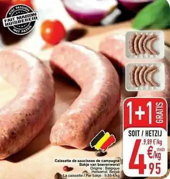 Cora Caissette de saucisses de campagne bakje van boerenworst aanbieding