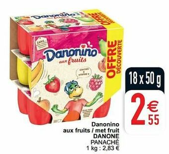 Cora Danonino aux fruits - met fruit danone panaché aanbieding