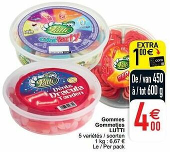 Cora Gommes gommetjes lutti aanbieding