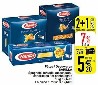 Cora Pâtes - deegwaren barilla aanbieding