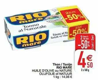 Cora Thon - tonijn rio mare huile d’olive ou nature olijfolie of natuur aanbieding