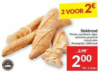 Intermarché Stokbrood fitness, zuurdesem, tijger, constance, granen of crousti soles aanbieding