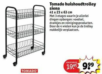 Kruidvat Tomado huishoudtrolley siena aanbieding