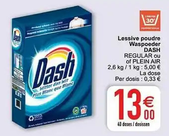 Cora Lessive poudre waspoeder dash regular ou of plein air aanbieding