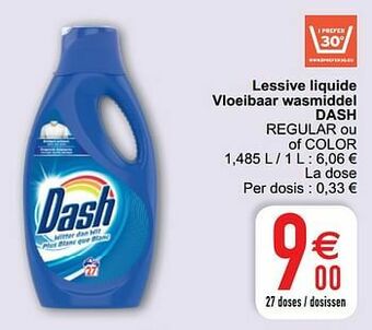 Cora Lessive liquide vloeibaar wasmiddel dash regular ou of color aanbieding