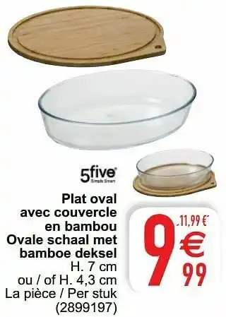 Cora Plat oval avec couvercle en bambou ovale schaal met bamboe deksel aanbieding