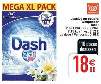 Lessive en poudre waspoeder dash 2 in 1 professional