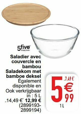 Cora Saladier avec couvercle en bambou saladekom met bamboe deksel aanbieding