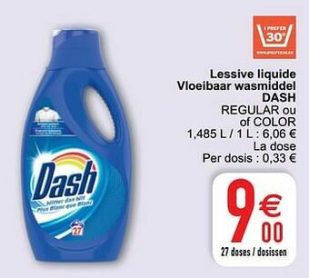 Cora Lessive liquide vloeibaar wasmiddel dash regular ou of color aanbieding
