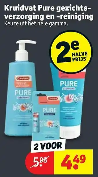 Kruidvat Kruidvat pure gezichtsverzorging en -reiniging aanbieding