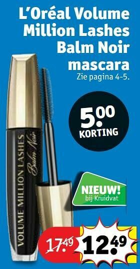 Kruidvat L’oréal volume million lashes balm noir mascara aanbieding