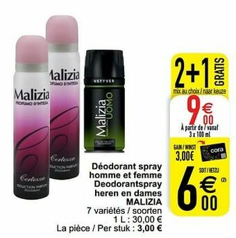 Cora Déodorant spray homme et femme deodorantspray heren en dames malizia aanbieding