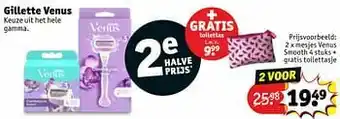 Kruidvat Mesjes venus smooth + gratis toilettasje aanbieding