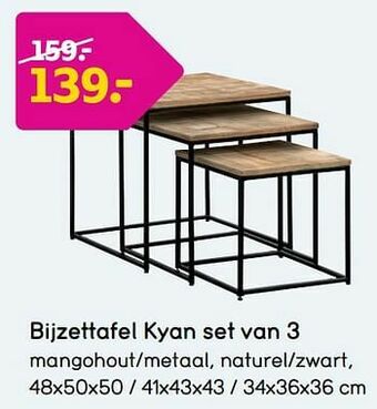 Leen Bakker Bijzettafel kyan set van 3 aanbieding