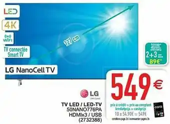 Cora Lg tv led - led-tv 50nano776pa hdmix3 - usb aanbieding