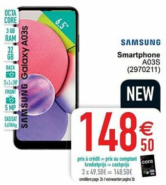 Cora Samsung smartphone a03s aanbieding