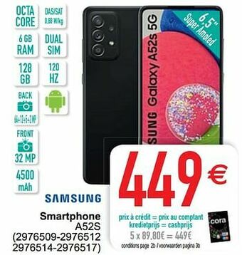 Cora Samsung smartphone a52s aanbieding