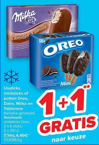 Ijssticks, Ministicks Of Potten Oreo, Daim, Milka En Toblerone