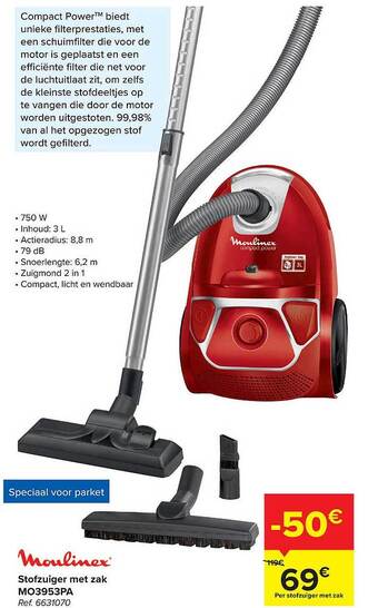 Carrefour Moulinex Stofzuiger Met Zak aanbieding
