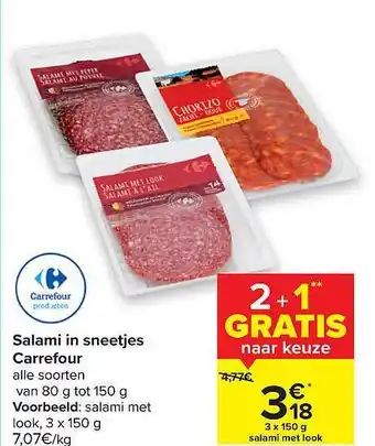 Carrefour Salami In Sneetjes Carrefour aanbieding