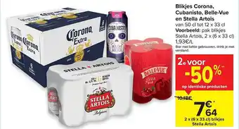 Carrefour Blikjes Corona, Cubanisto, Belle-vue En Stella Artois aanbieding