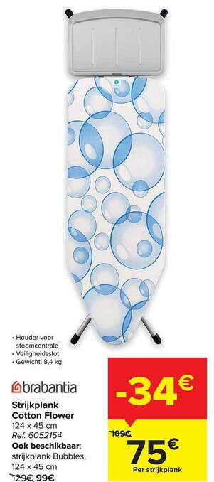 Carrefour Brabantia Strijkplank Cotton Flower aanbieding