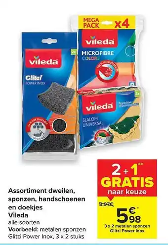 Carrefour Assortiment Dweilen, Sponzen, Handschoenen En Doekjes Vileda aanbieding