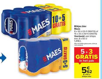 Carrefour Blikjes Bier Maes aanbieding