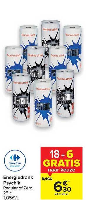Carrefour Energiedrank Psychik aanbieding