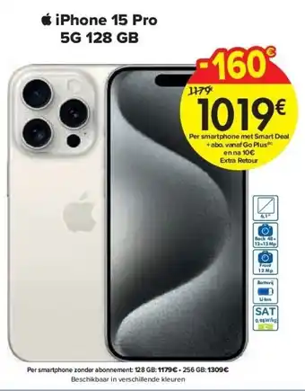Carrefour iPhone 15 Pro 5G 128 GB aanbieding