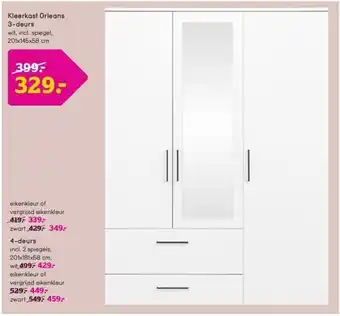Leen Bakker Kleerkast Orleans 3-deurs aanbieding