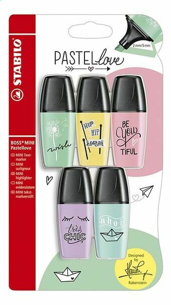 Dreamland STABILO BOSS Mini fluostift Pastellove - 5 stuks aanbieding