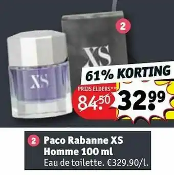 Kruidvat Paco rabanne xs homme edt aanbieding