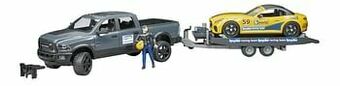 Bruder autotransport RAM 2500 Power Wagon met Racing Team Roadster