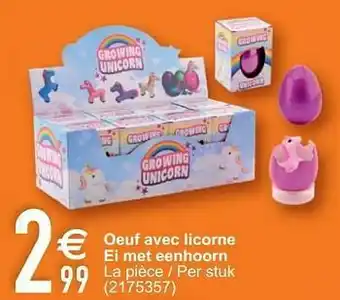 Cora Oeuf avec licorne ei met eenhoorn aanbieding