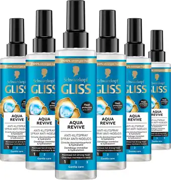 Bol.com Gliss Aqua Revive - Anti-Klit Spray - Haarverzorging - Leave-in-Conditioner - 6x 200 ml - Voordeelverpakking - 6x 200 ml aanbieding