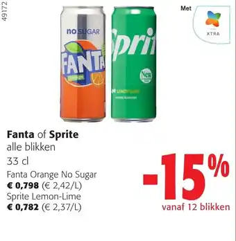 Colruyt Fanta of Sprite alle blikken 33 cl aanbieding