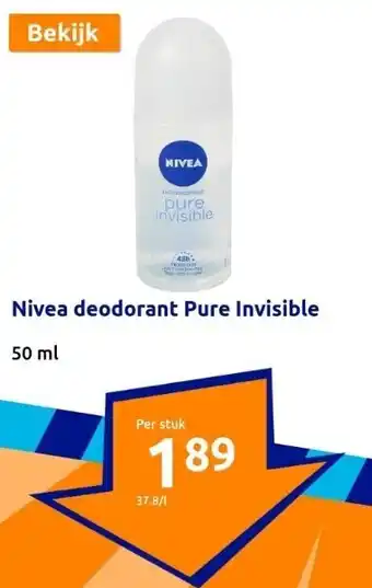Action Nivea deodorant Pure Invisible aanbieding