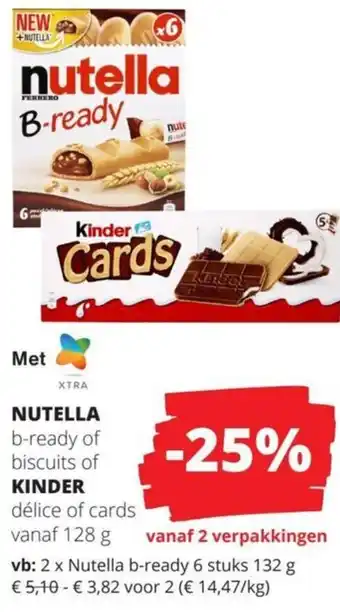 Spar NUTELLA b-ready of biscuits of KINDER délice of cards aanbieding