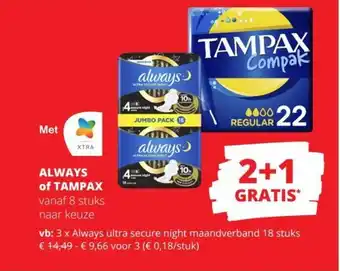 Spar ALWAYS of TAMPAX aanbieding