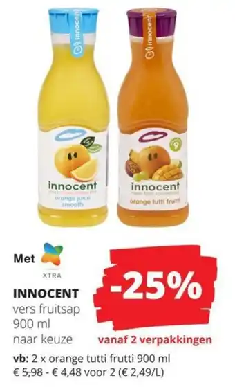 Spar INNOCENT vers fruitsap 900 ml aanbieding
