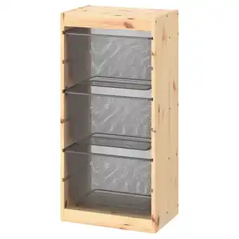 IKEA Trofast Opbergcombinatie met bakken, licht wit gebeitst grenen/donkergrijs, 44x30x91 cm aanbieding